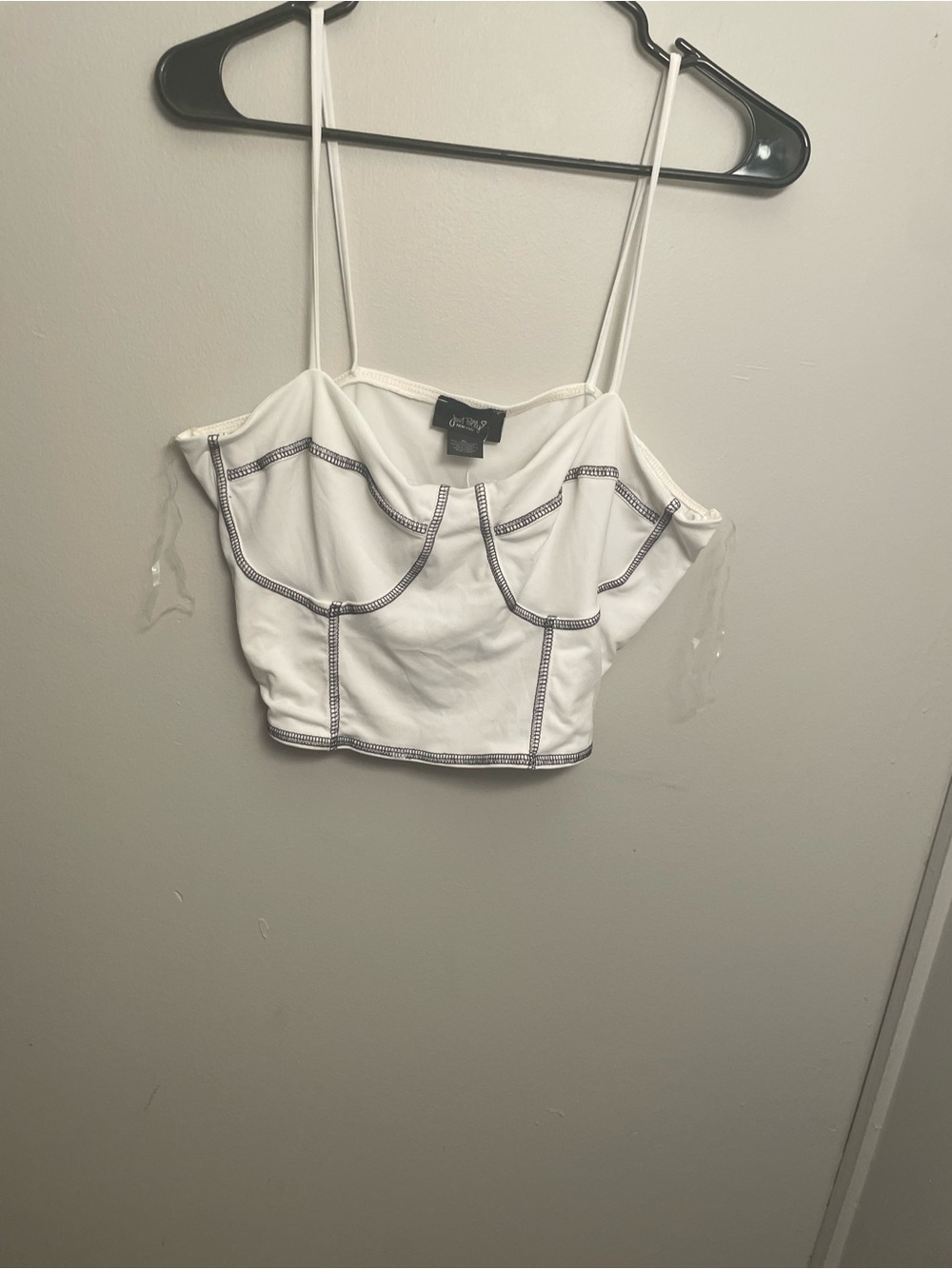 White Bustier Crop Cami with Contrast Stitch XL